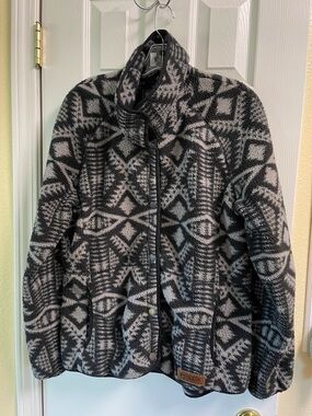 Pendleton Black & Gray Patterned Fleece Jacket